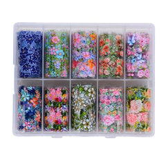 Flower Nail Foil Stickers Starry Sky Decals