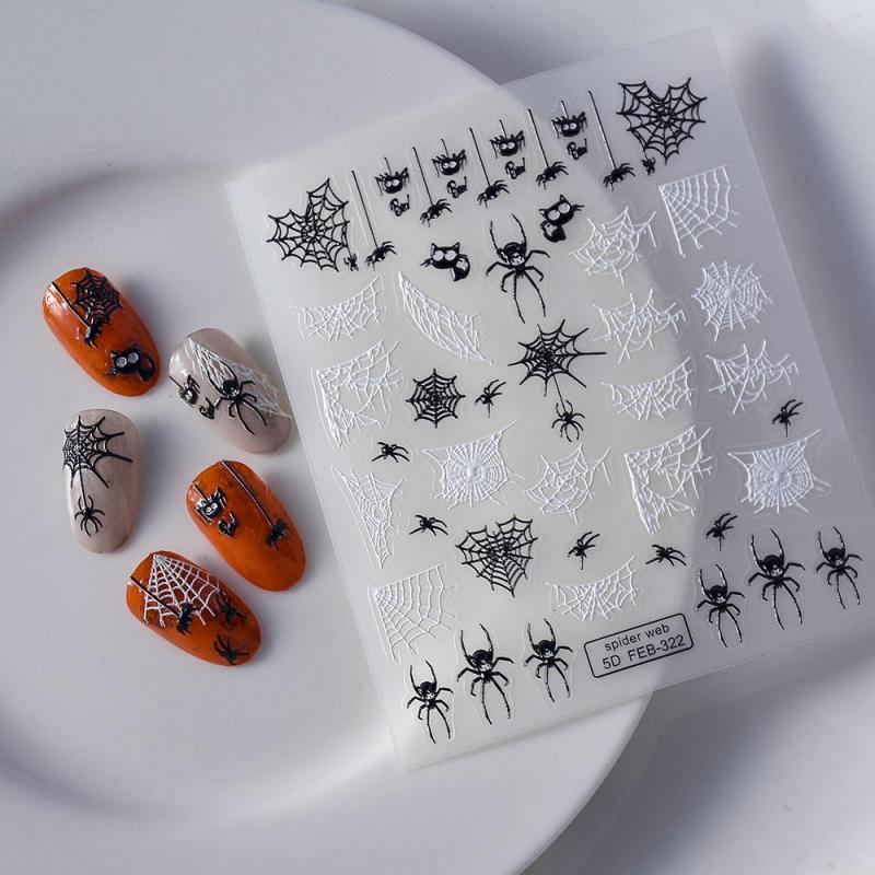 5D Spider Web Nail Stickers for Men Women Girls - Nail Art Decals