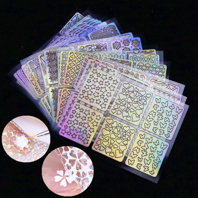 24 Sheets Irregular Grid Nail Art Stickers