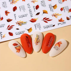 Waterproof Maple Leaf Flower Nail Art Stickers 3D Self Adhesive Decals