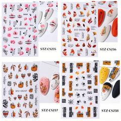 Waterproof Maple Leaf Flower Nail Art Stickers 3D Self Adhesive Decals