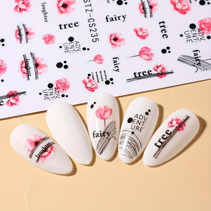 Waterproof Maple Leaf Flower Nail Art Stickers 3D Self Adhesive Decals
