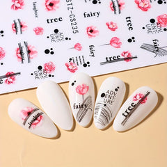 Waterproof Maple Leaf Flower Nail Art Stickers 3D Self Adhesive Decals