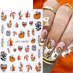 Waterproof Maple Leaf Flower Nail Art Stickers 3D Self Adhesive Decals