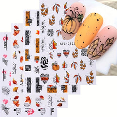 Waterproof Maple Leaf Flower Nail Art Stickers 3D Self Adhesive Decals