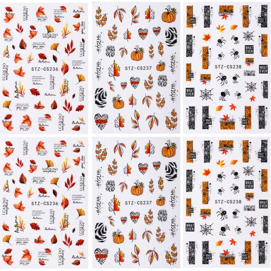 Waterproof Maple Leaf Flower Nail Art Stickers 3D Self Adhesive Decals