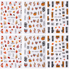 Waterproof Maple Leaf Flower Nail Art Stickers 3D Self Adhesive Decals