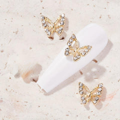 10 pcs Crystal Butterfly Nail Studs DIY Nail Art Decorations Hollow Gems