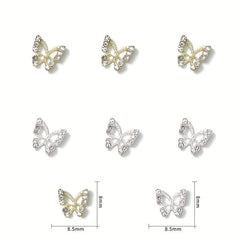 10 pcs Crystal Butterfly Nail Studs DIY Nail Art Decorations Hollow Gems
