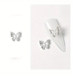 10 pcs Crystal Butterfly Nail Studs DIY Nail Art Decorations Hollow Gems