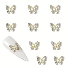 10 pcs Crystal Butterfly Nail Studs DIY Nail Art Decorations Hollow Gems