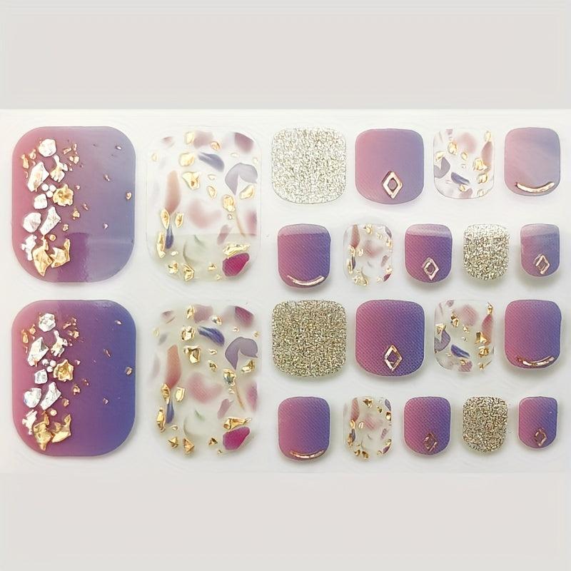 5 Full Wraps Toe Nail Polish Stickers Self Adhesive Decals with Nail Files