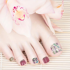 5 Full Wraps Toe Nail Polish Stickers Self Adhesive Decals with Nail Files