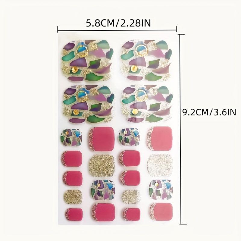 5 Full Wraps Toe Nail Polish Stickers Self Adhesive Decals with Nail Files