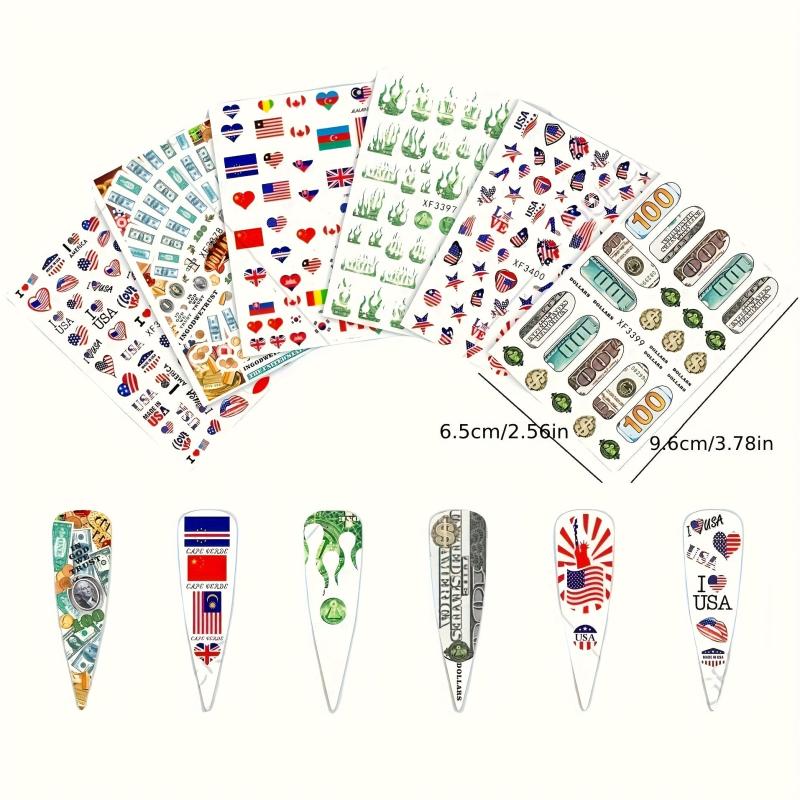 USA Flag Nail Art Stickers for DIY or Salons