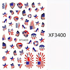 USA Flag Nail Art Stickers for DIY or Salons