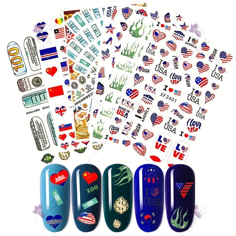 USA Flag Nail Art Stickers for DIY or Salons