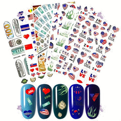 USA Flag Nail Art Stickers for DIY or Salons