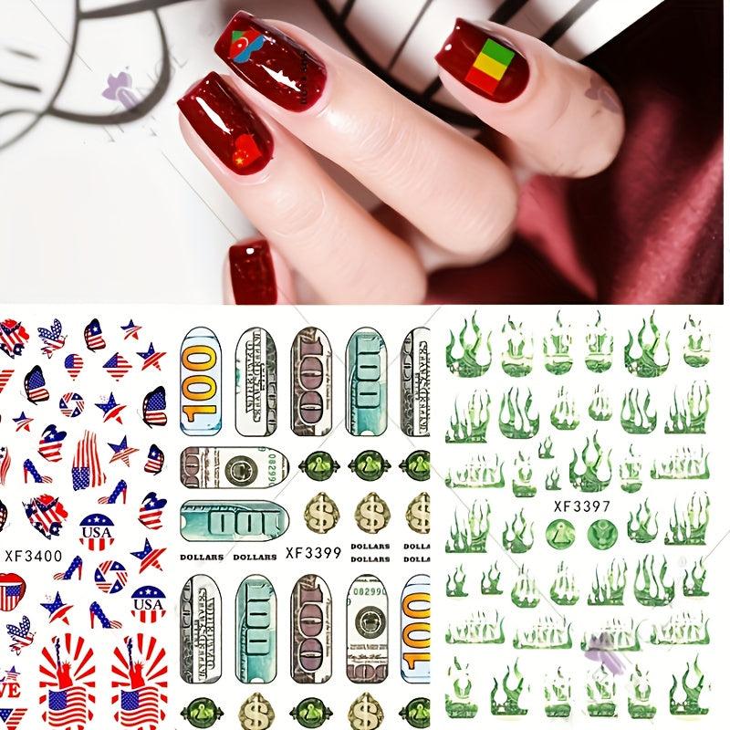 USA Flag Nail Art Stickers for DIY or Salons
