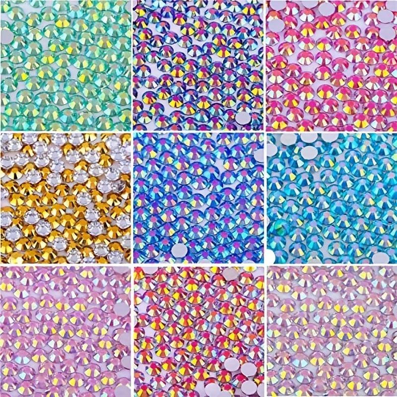 AB Glass Flat Bottom Rhinestones Mixed Sizes 1500 Pcs