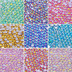 AB Glass Flat Bottom Rhinestones Mixed Sizes 1500 Pcs