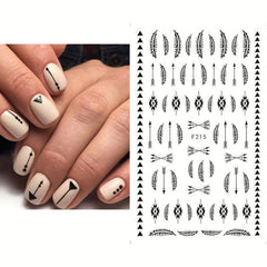 5 Geometric Line Nail Art Stickers Self Adhesive Decals