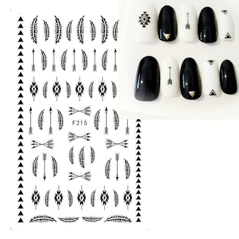 5 Geometric Line Nail Art Stickers Self Adhesive Decals
