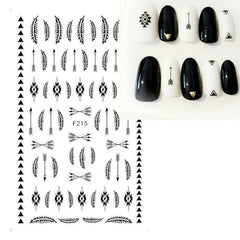 5 Geometric Line Nail Art Stickers Self Adhesive Decals