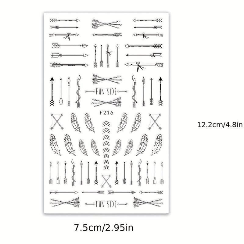 5 Geometric Line Nail Art Stickers Self Adhesive Decals