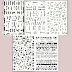 5 Geometric Line Nail Art Stickers Self Adhesive Decals
