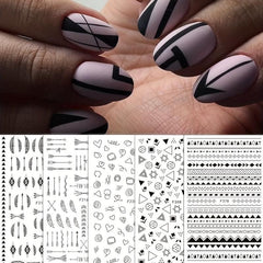 5 Geometric Line Nail Art Stickers Self Adhesive Decals