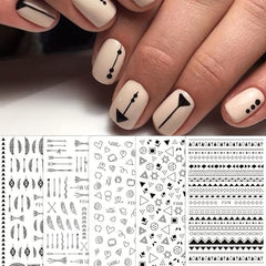 5 Geometric Line Nail Art Stickers Self Adhesive Decals