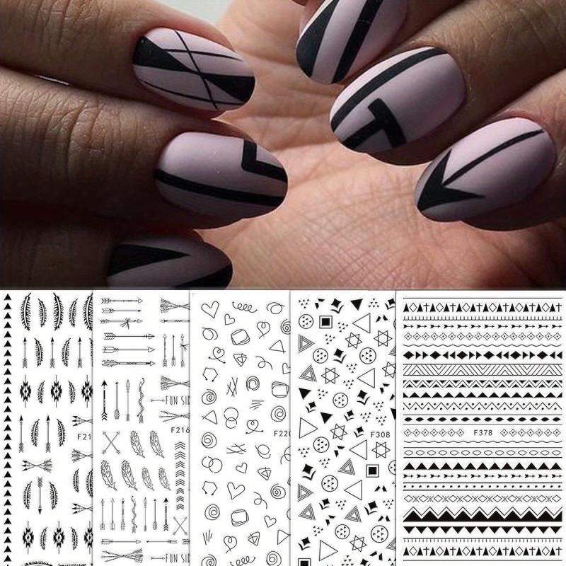 5 Geometric Line Nail Art Stickers Self Adhesive Decals