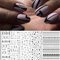 5 Geometric Line Nail Art Stickers Self Adhesive Decals