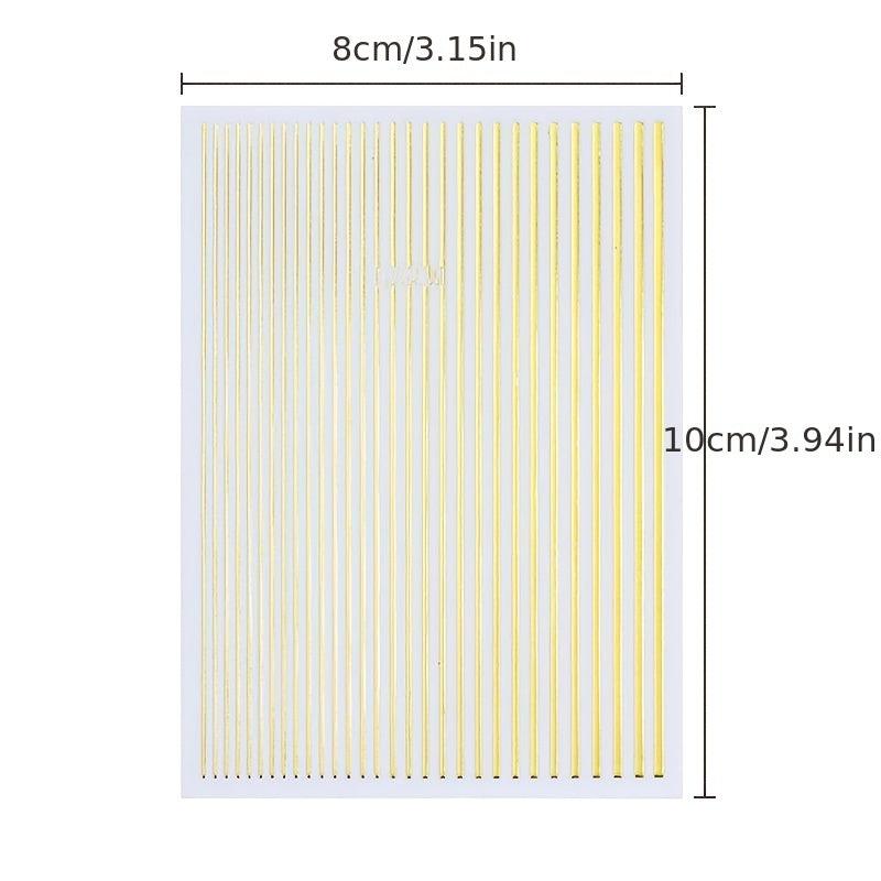 Golden Silvery Line Stripe Nail Art Stickers Self Adhesive Stirp Nail Art Edcals