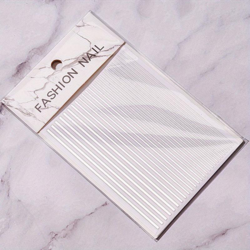 Golden Silvery Line Stripe Nail Art Stickers Self Adhesive Stirp Nail Art Edcals