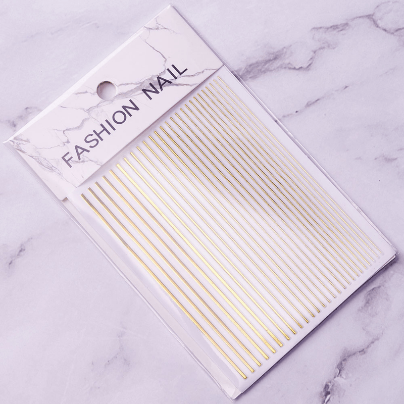 Golden Silvery Line Stripe Nail Art Stickers Self Adhesive Stirp Nail Art Edcals