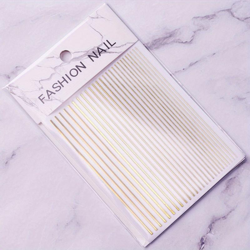 Golden Silvery Line Stripe Nail Art Stickers Self Adhesive Stirp Nail Art Edcals