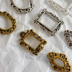 10 Pcs Nail Art Charms Metal Frames Engraved Nail Jewelry