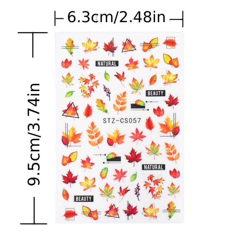 6pcs Maple Leaf Nail Art Stickers Self Adhesive Decals for DIY or Salons