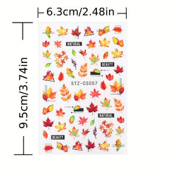 6pcs Maple Leaf Nail Art Stickers Self Adhesive Decals for DIY or Salons