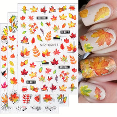 6pcs Maple Leaf Nail Art Stickers Self Adhesive Decals for DIY or Salons