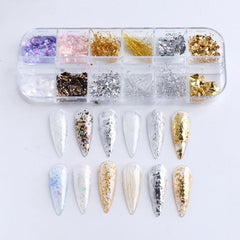 12 Grids Holographic Nail Glitter Flakes Sequin DIY Confetti