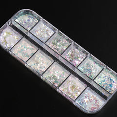 12 Grids Holographic Nail Glitter Flakes Sequin DIY Confetti