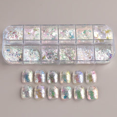 12 Grids Holographic Nail Glitter Flakes Sequin DIY Confetti