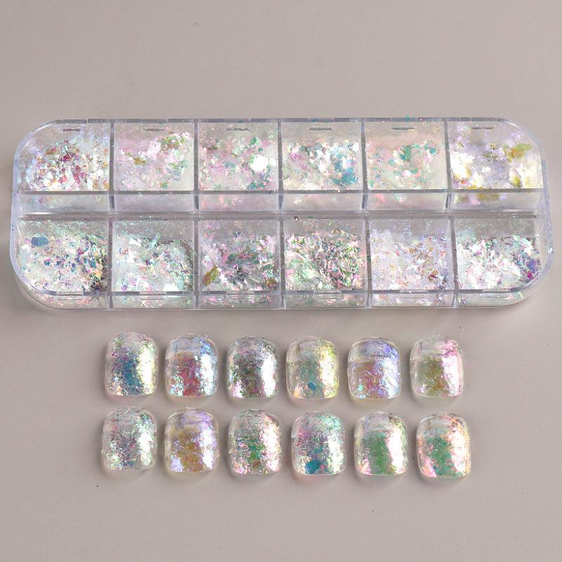 12 Grids Holographic Nail Glitter Flakes Sequin DIY Confetti