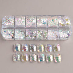 12 Grids Holographic Nail Glitter Flakes Sequin DIY Confetti
