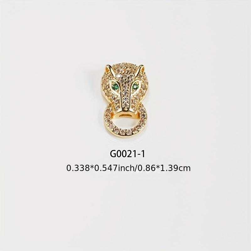 3D Alloy Leopard Head Nail Charms for Women DIY Nail Art