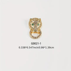 3D Alloy Leopard Head Nail Charms for Women DIY Nail Art
