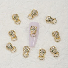 3D Alloy Leopard Head Nail Charms for Women DIY Nail Art
